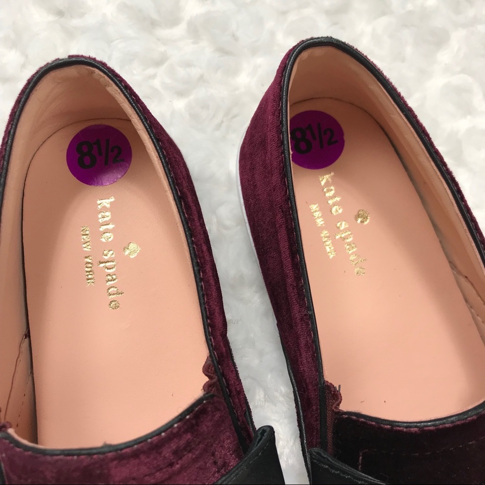 NWOB Kate Spade Velvet Bow Delise Sneaker Flat Red - Picture 3 of 8
